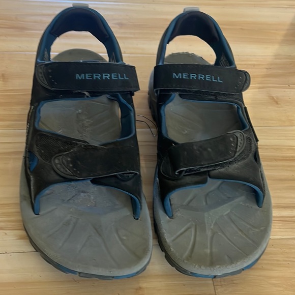 Black, blue and grey hiking sandals. - Picture 1 of 1